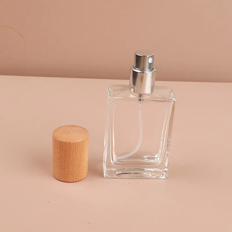 10pcs Refillable Square Glass Perfume Bottles with Wooden Screw Caps – Empty 30ml 50ml ... - SKU CBGS1900 - UGI Packaging