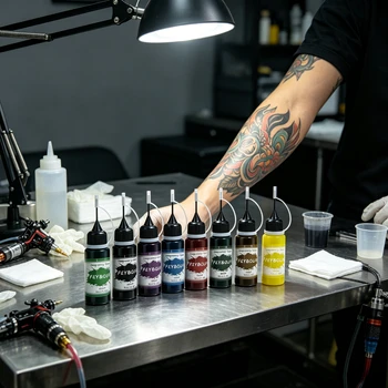 Kit Professionale di Inchiostri per Tatuaggi Artistici, 11 Colori Vivaci, Inchiostro Sicuro per la Pelle per Pratica e Creazione di Tatuaggi sul Corpo