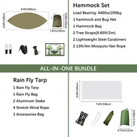 Camping Hammock with Net and Rain Fly Rhombus Waterproof Tarp Tent Shade Outdoor  Hammock Portable Hammock with Mosquito Net 2