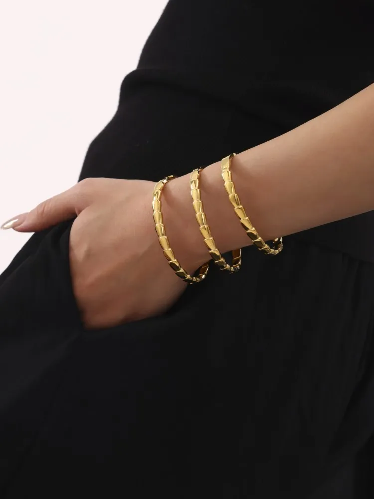 Simple Stainless Steel Bracelets Bangle For Women 18k Gold PVD Plated Women's Gold Silver Color Cuff Bracelet Bangles Jewelry 5