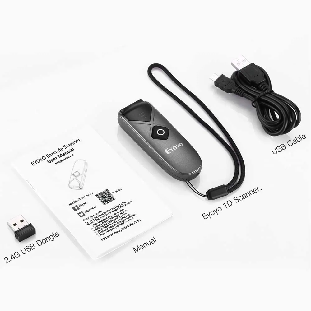 Eyoyo 015P Mini Portable 1D 2D Bluetooth Barcode Scanner QR Code Screen Reader PDF417 Data Matrix USB Wired Wireless Scanner images - 6