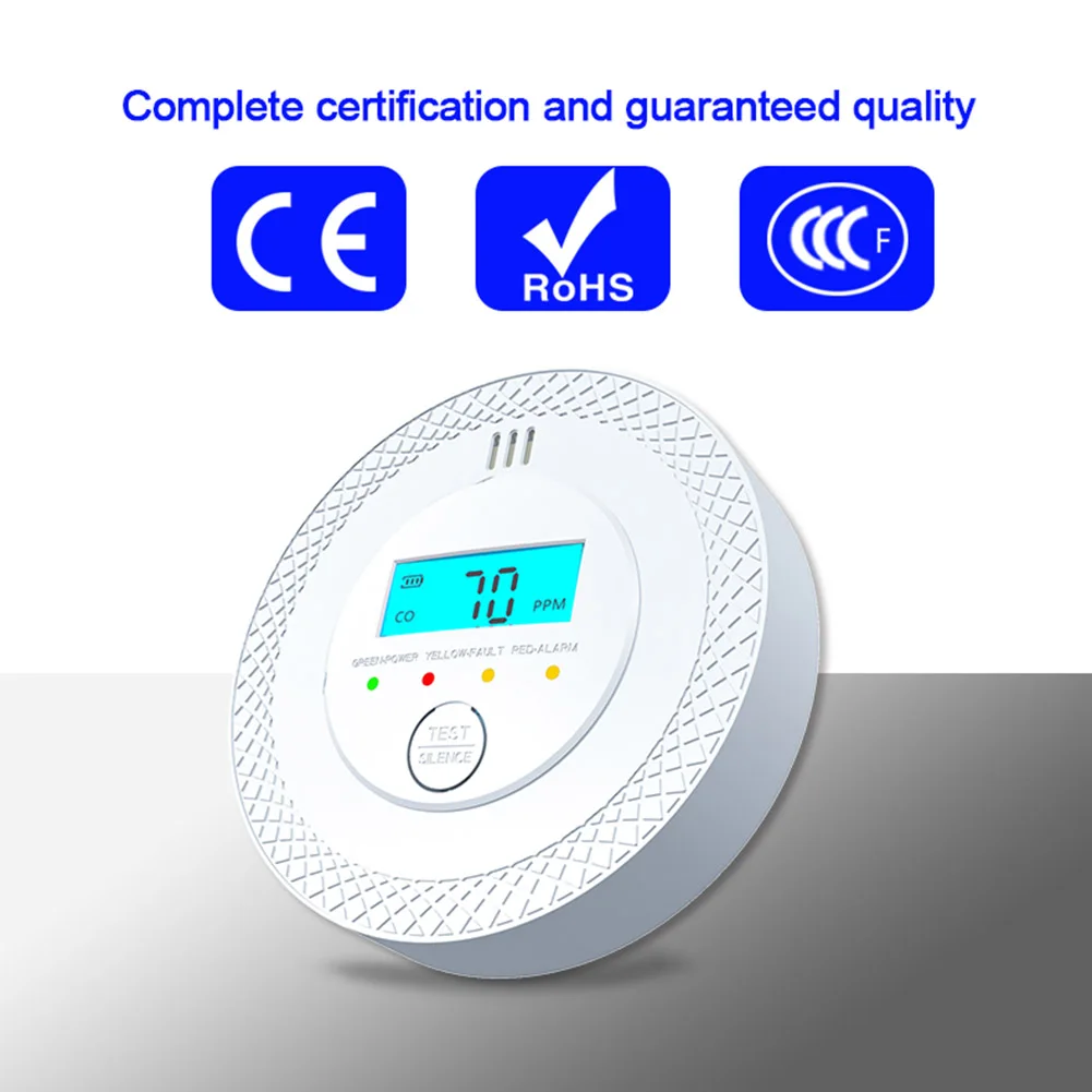 CO Alarm Sensor 85dB High Sensitive Warning Carbon Monoxide Alarm Detector Battery Powered