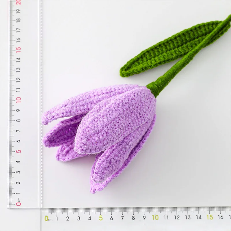 1pc Handmade Knitted Artificial Lily Flowers Cotton Yarn Crochet Fake Flower Bouquet Wedding Party Home Table Arrangement Decor