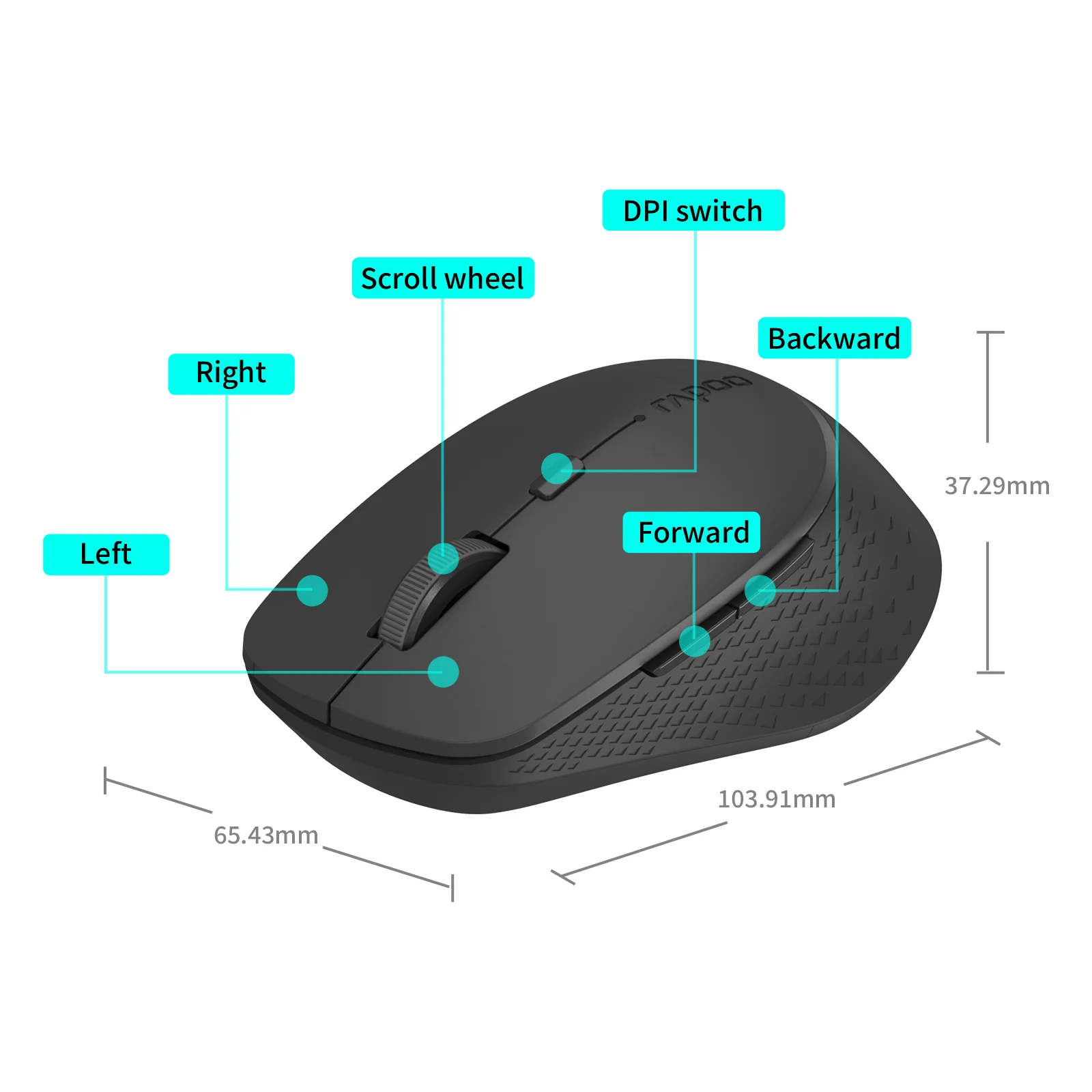 Mouse Ergonômico Silencioso Multi-modo 2.4g Bluetooth 4.0 5.0 2400dpi Apto para Computador pc Laptop Rapoo-m300g - Imagem 6