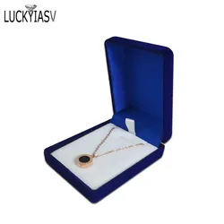 Elegant Velvet Jewelry Organizer Gift Box - Pendant Necklace & Long Earrings Storage (Blue 2)