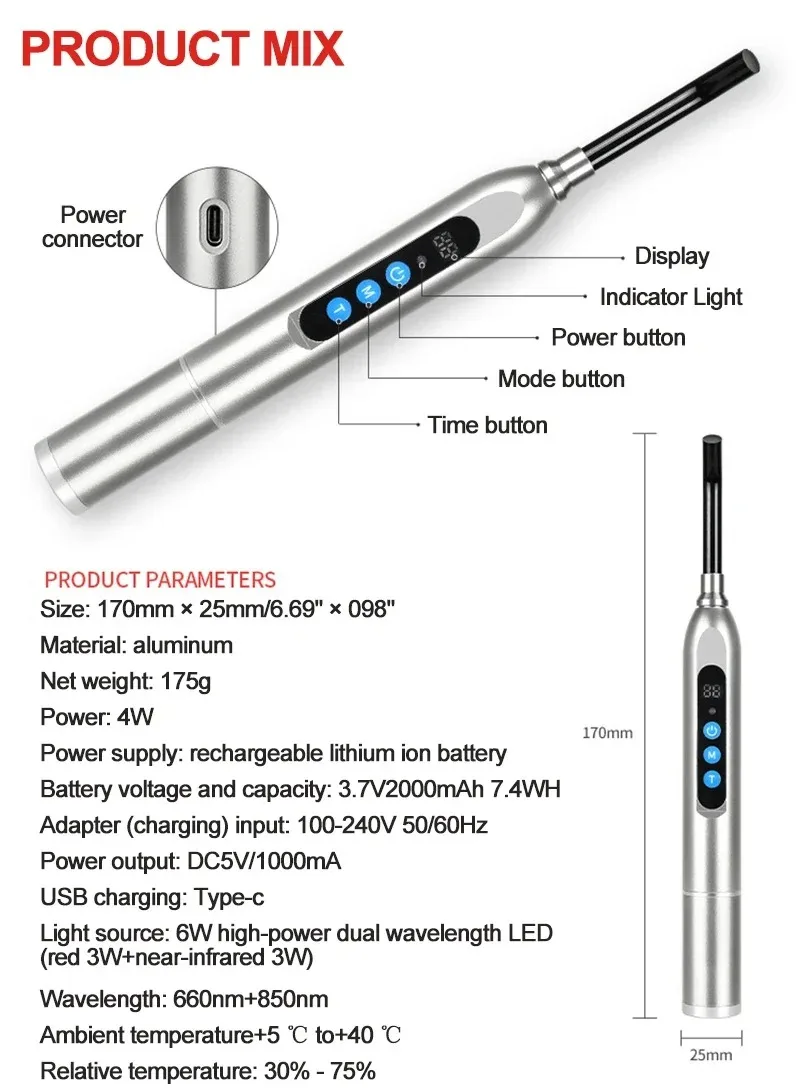 Upgrade Red Light Therapy Device Mouth Ulceration Joint Ear and Nose Pain Relief Ulcer Cold Sore Laser Near Infrared Treatment