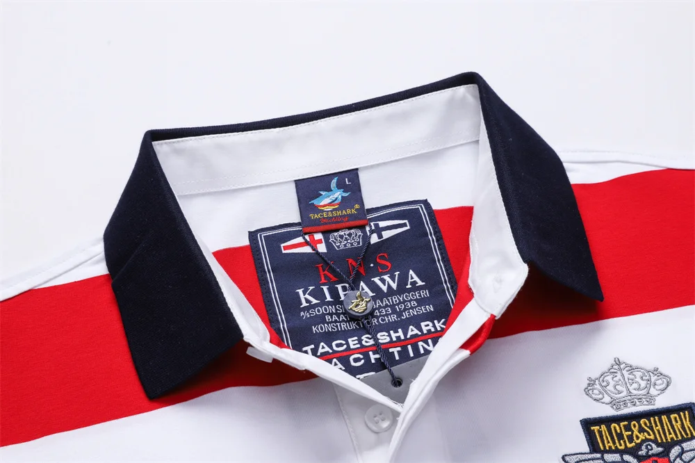 TACE&SHARK 2025 Summer Straight Men's Striped Polos Short Shark Fashion Embroidery Male Casual Polo Shirt Breathable 14 Sf896e71c782646acaebda363e0f3ffccq