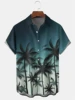 Men Hawaiian Casual shirt Men's beach Short Sleeve Shirts Coconut Tree Pattern Print Casual Seaside Lapel Button Up Shirt Tops 2
