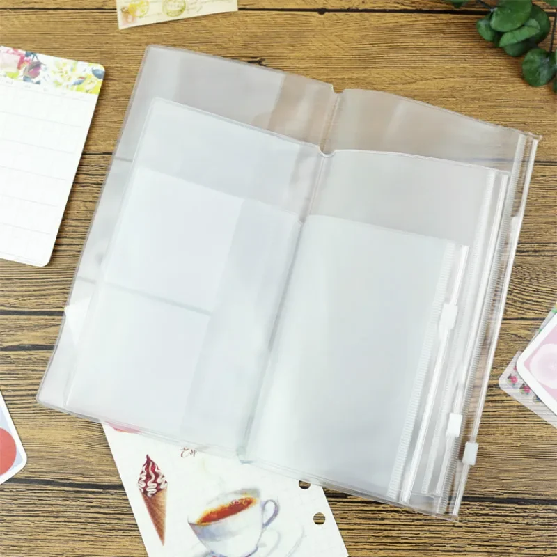 Fromthenon PVC Travelers Notebook Zipper Bag Storage Bag Card Holder Journal Supplies Planner Accessories Cute Stationery 3