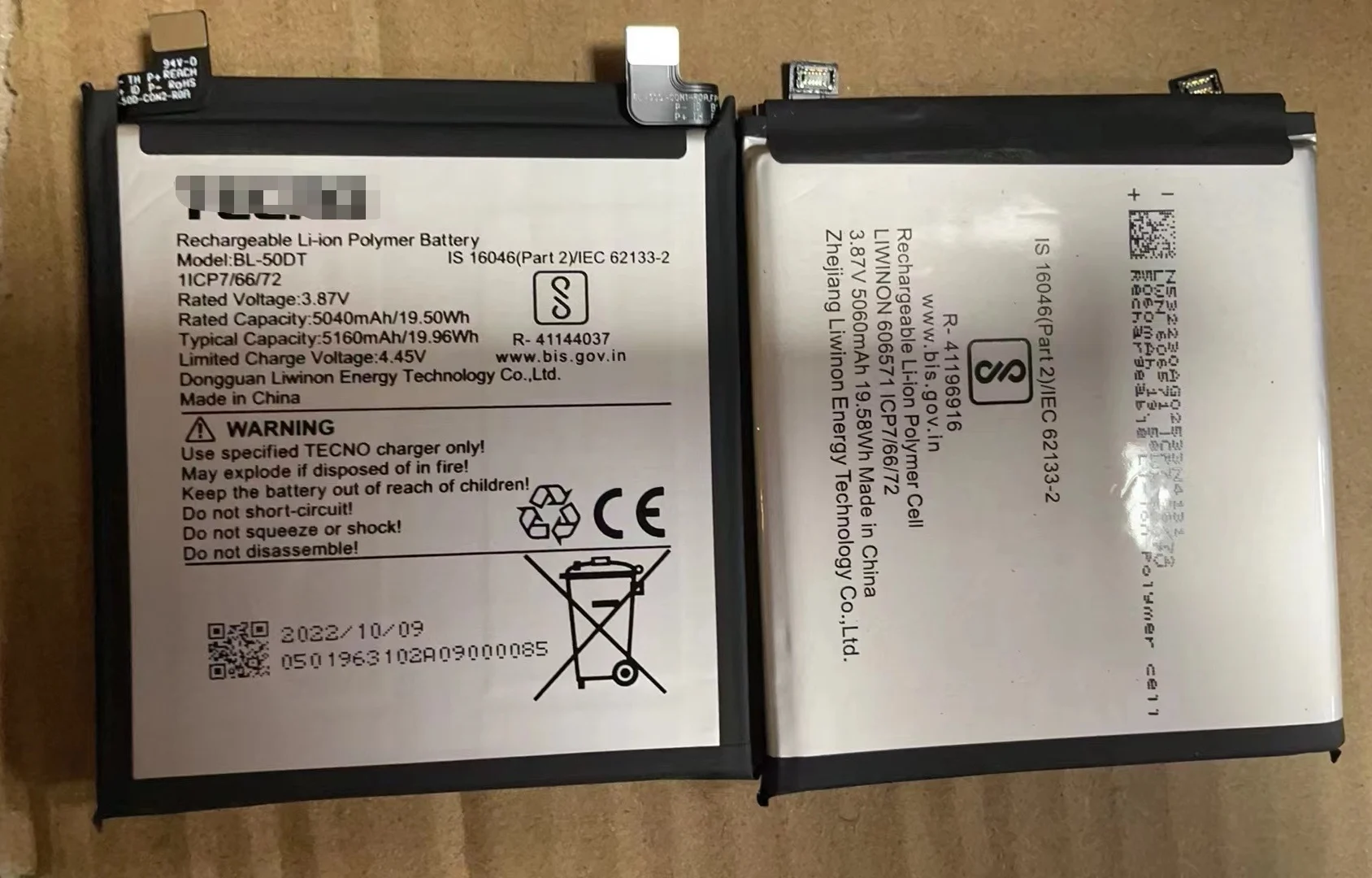 

Оригинальный новый телефон Tecno Phantom X2 AD8 BL-50DT, сменный аккумулятор 3,87 в, 5160 мАч