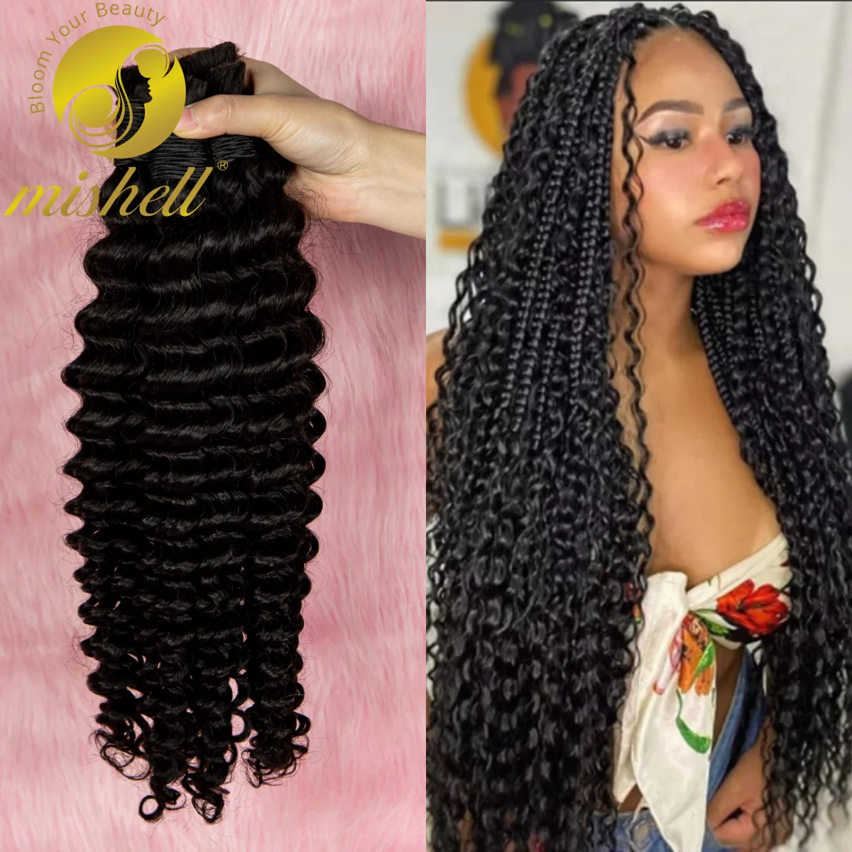 

26 28Inch Natural Color Human Hair For Braiding Deep Wave Bulk No Weft 100%Virgin Curly Hair Human Braiding Hair For Boho Braids