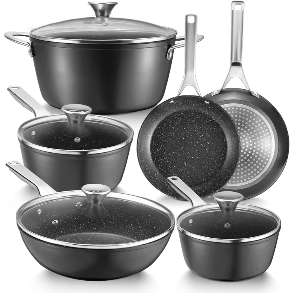 

Induction Cookware Set, Fadware Pots and Pans Set Nonstick, Dishwasher Safe Pan Sets for Cooking, Utensils Set w/Frying Pans