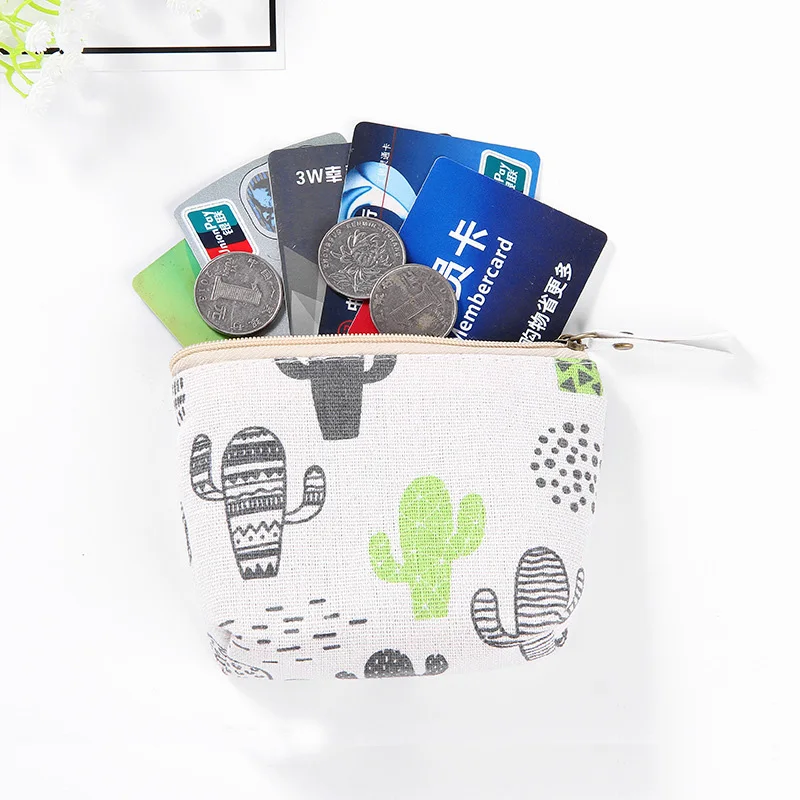 eTya Canvas Small Coin Purse Women Cartoon Cute Mini Change Pouch Ladies Key Car Card Money Bag Girl's Short Coin Holder Wallet