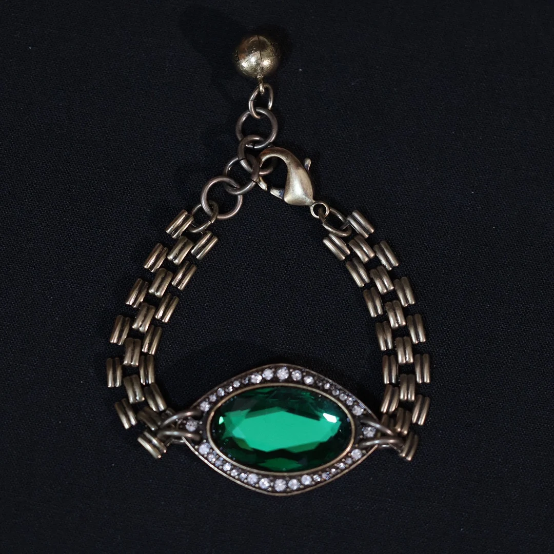 

European and American street fashion retro emerald women's bracelet