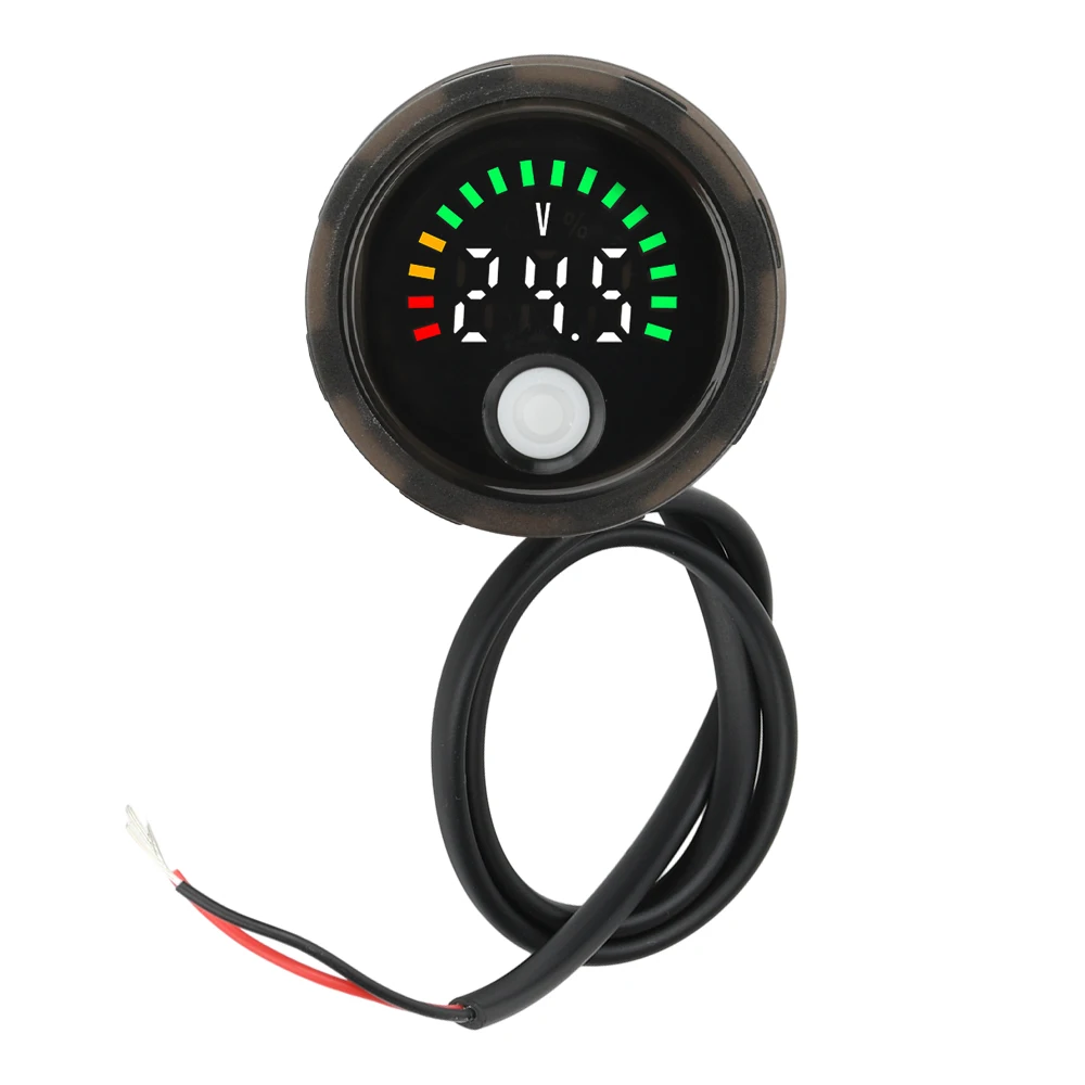 12V 2A 원형 LED 디지털 전압 표시기 DC 7-100V 방수 볼트미터 모니터 산성/리튬 배터리 보트 오토바이용