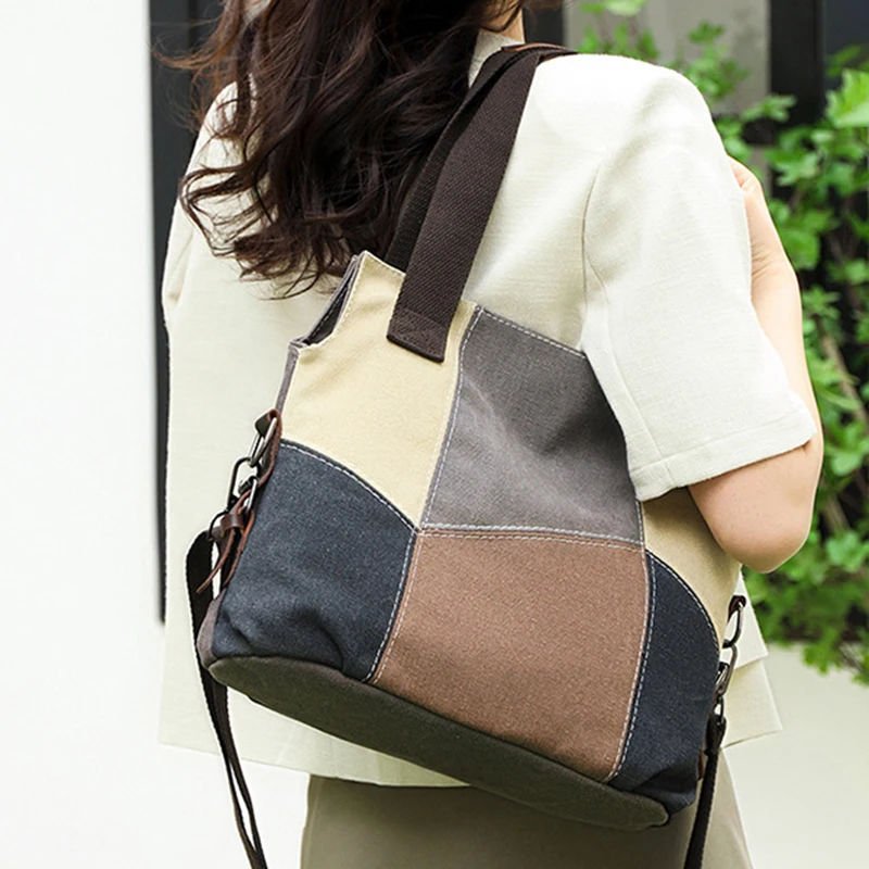 Canvas Women's Bag New Fashion Simple Retro Women's Shoulder Bag Leisure Large Capacity Travel Crossbody Bag Handbag