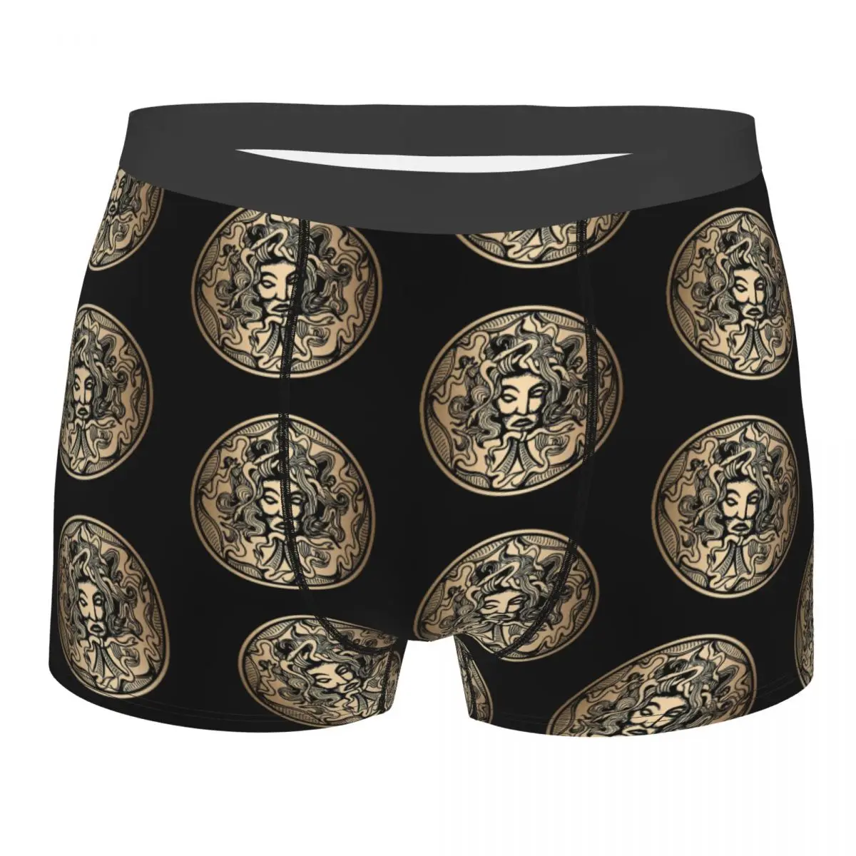 Gold Gorgoneion Ancient Greek Mythological Figures Amulet Throw Underpants Breathbale Panties Male Underwear Print Shorts