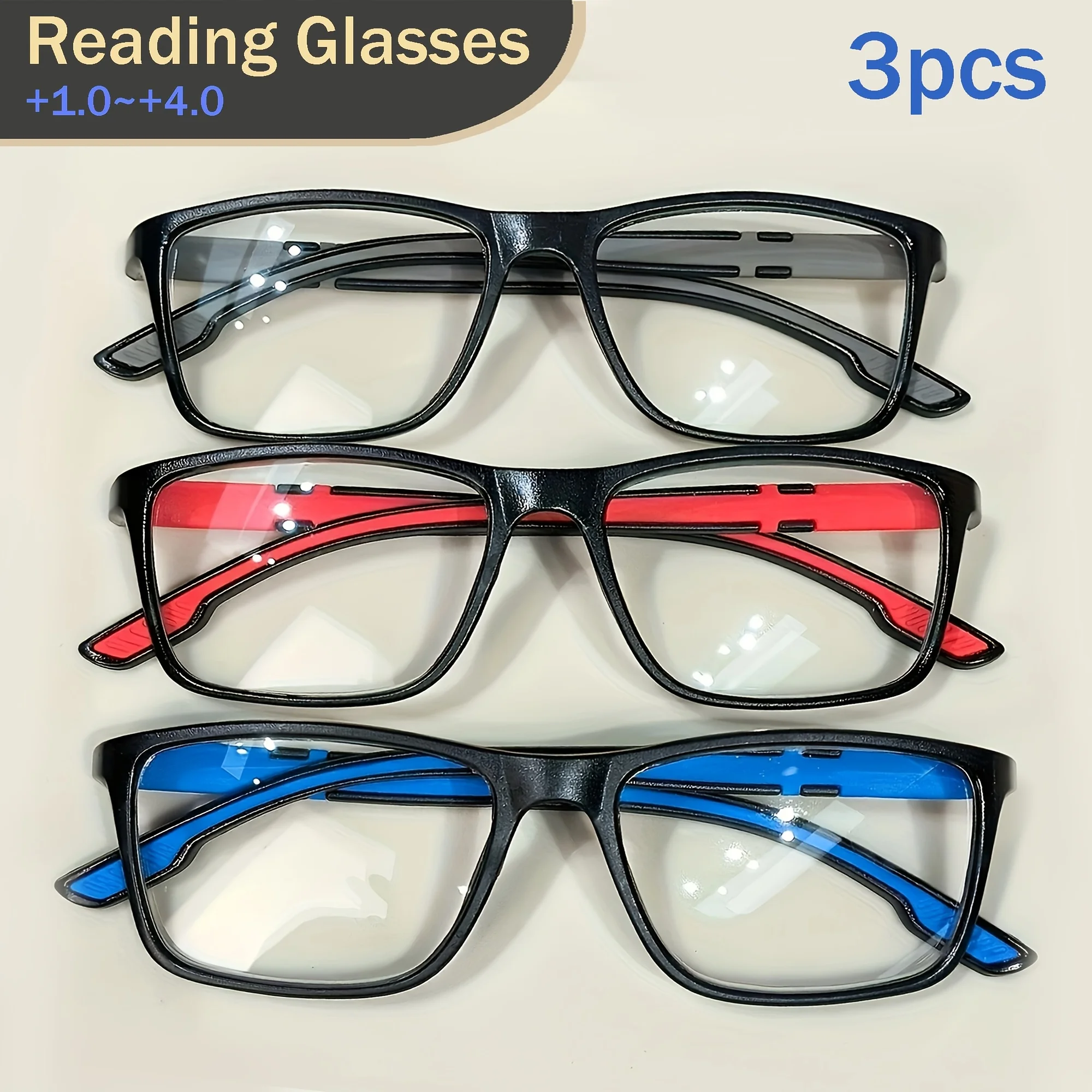 Lesebrille mit quadratischem Rahmen, blaues Licht blockierende Brille, bequeme Federscharniere, Unisex-Design, perfekt für Computerbenutzer