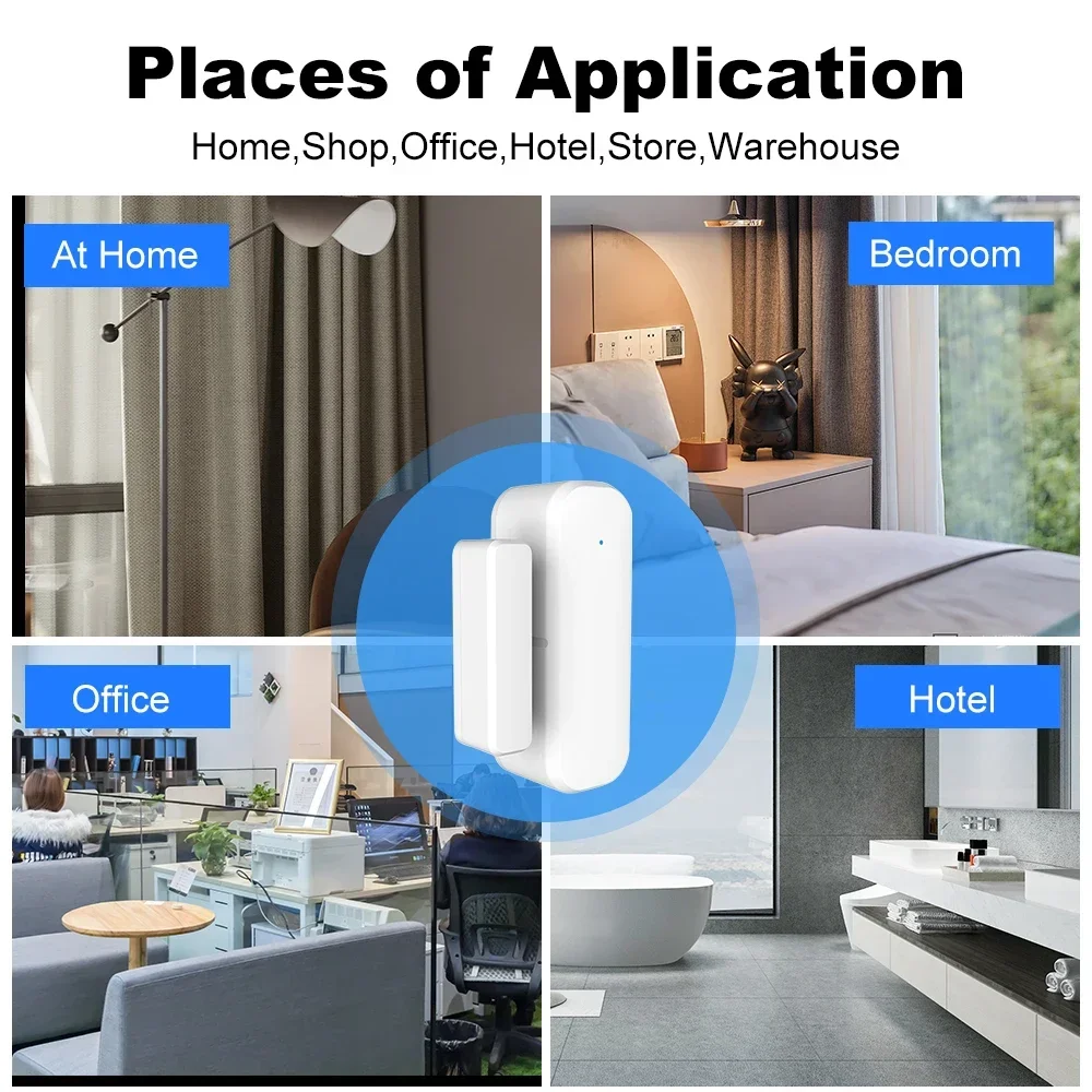 1-4PCS Tuya Zigbee 3.0 Smart Door And Window Sensor Magnetic Security Alarm Record APP Remote Monitor For Alexa Google Assistant