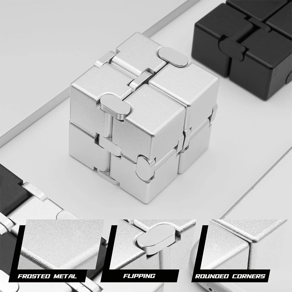 Fidget Infinity Cubes Metal Desk Fidgets Hand Toys for Anxiety ADHD EDC Stress Relief Sensory Toys Kids Adults Teens