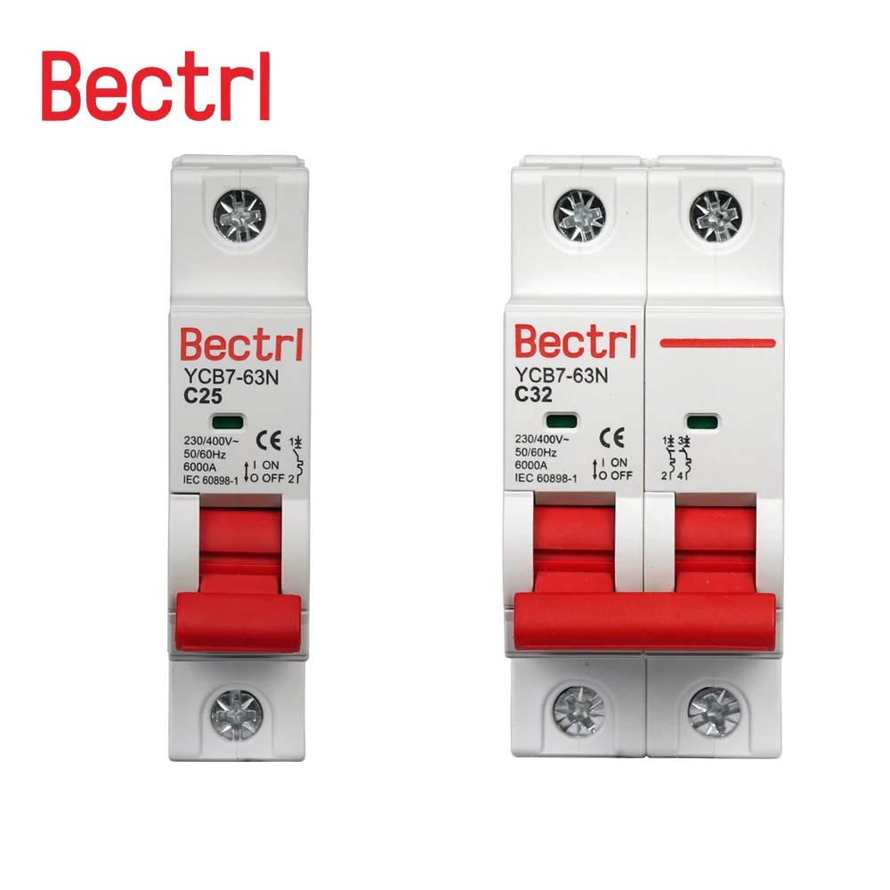AC MCB YCB7-63N C 커브 미니 회로 차단기, 230/400V  50HZ/60HZ, 1P, 2P, 3P, 4P, 3A, 6A, 10A..