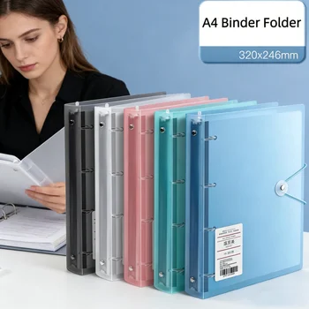 Cartelle Portadocumenti A4 con Anelli a D a 4 Fori, Raccoglitore a Clip per Organizzazione Documenti, Scatola Portaoggetti a Fogli Mobili per Scuola, Ufficio, Casa
