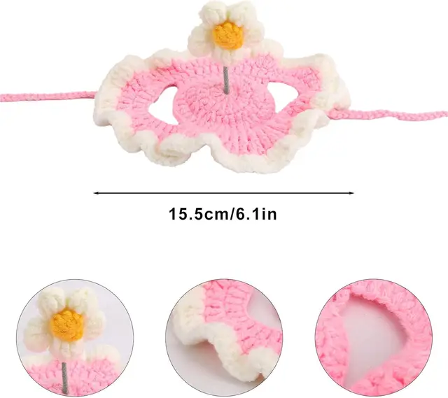 Gorro tejido para gato con diseño de flor: Accesorio Crochet Emoape