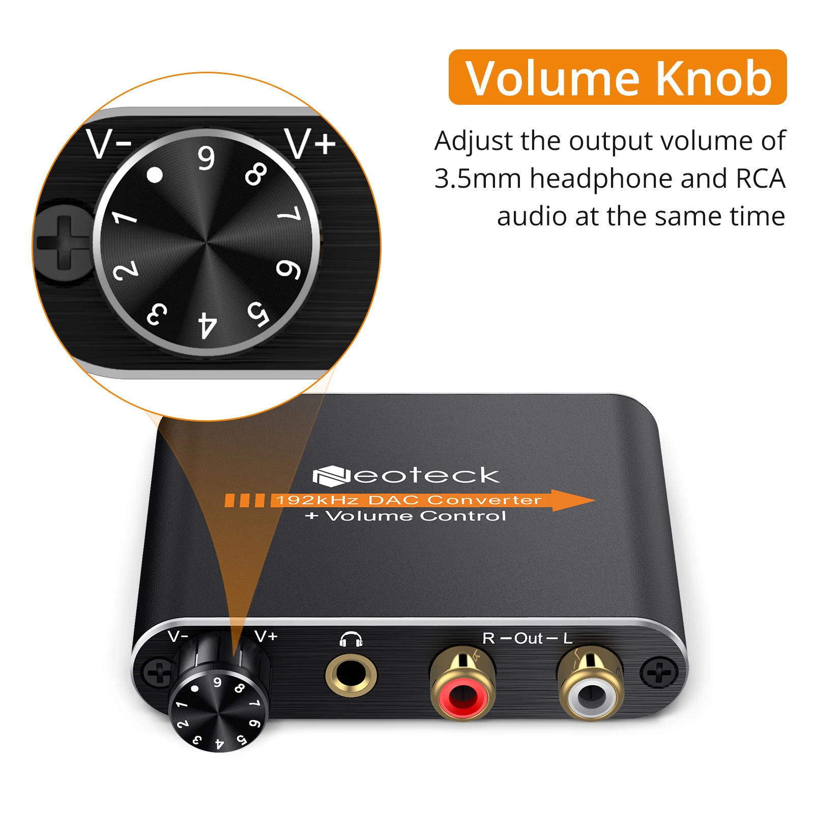 Digital to Analog Audio Converter Coaxial Toslink Optical to Analog Stereo RCA 3.5mm Jack 192kHz Aluminum DAC Converter Adapter