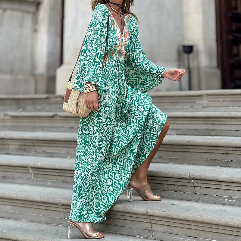 

Casual Casual V Neck Mid Length Printed Dress