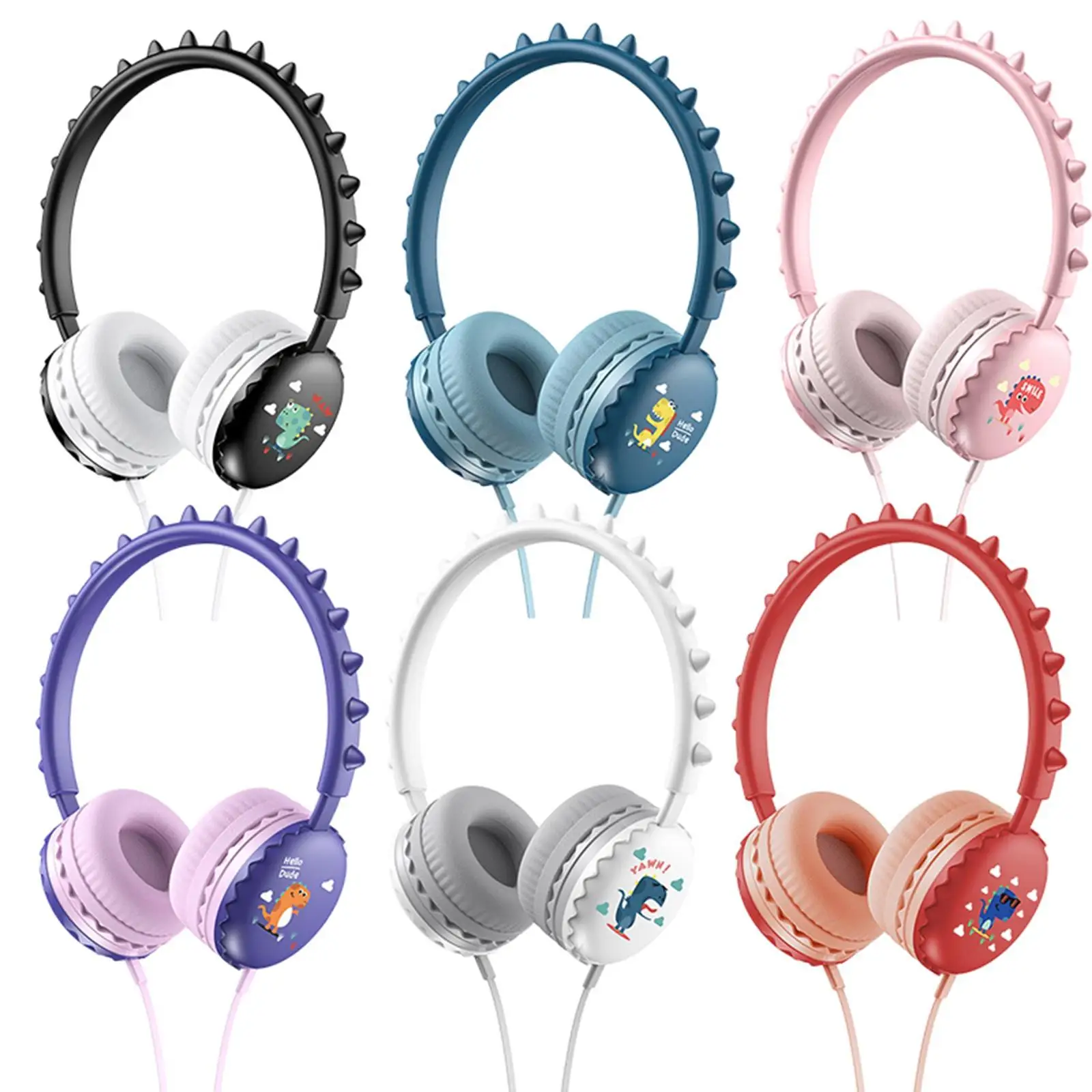 어린이 유선 헤드폰 오버 이어 내장 마이크 3.5mm 잭, 조절 가능한 어린이 이어폰, 어린이 태블릿, 청소년 학습용