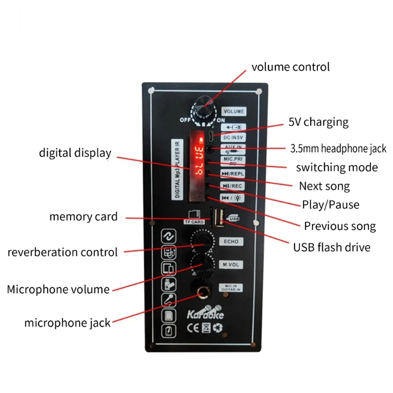 Power Amplifier Board For Car Square Dance Bluetooth-compatible Speaker 3.7V-Lithium Battery Rechargeable audio amplifier board audio speaker