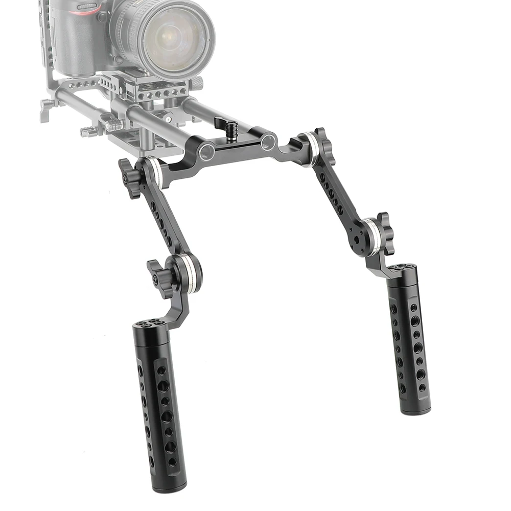 KIMRIG Aluminium-Käse-Handgriff-Rig mit verstärkendem ARRI-Rosetten-Magiearm und 15 mm Stangenklemme für DSLR-Schultermontage-Rig – Detail 2