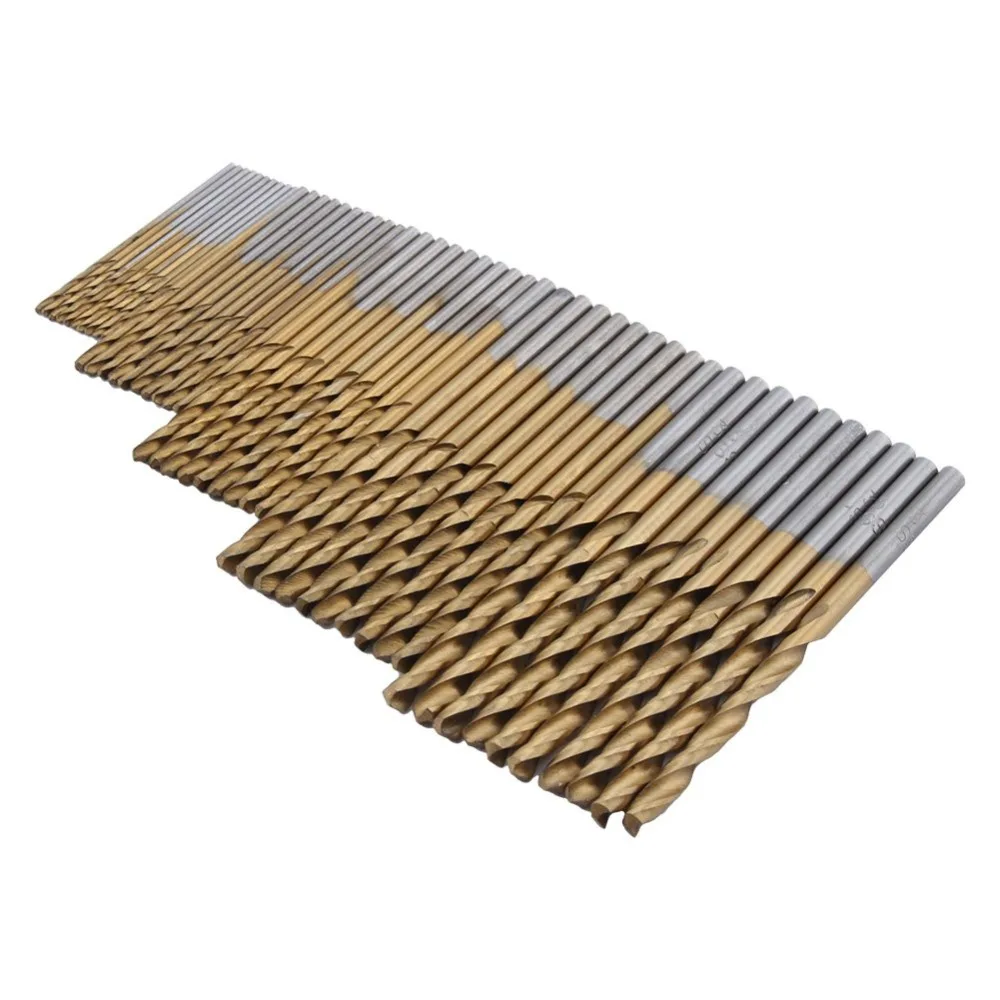 drill bit set 50pc titanium plated twist drill set 1-3mm small drill bit electric drilling set DIY woodworking drilling and opening tool