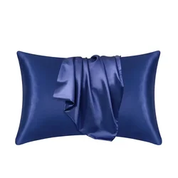 100% Natural Mulberry Silk Pillowcase for Hair and Skin Protection (Dark blue)