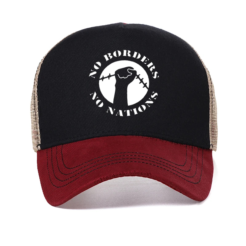 

No Borders No Nations ANTIFA Antifascist Anarchy Anarchist men hat man Cool Anarchy Baseball Cap summer Mesh Breathable hats