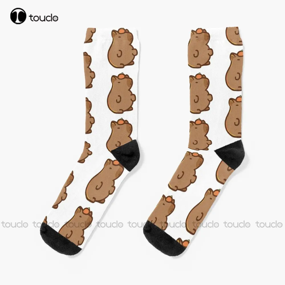 

Sleepy Capybara Socks Men'S Slipper Socks Personalized Custom Unisex Adult Teen Youth Socks Street Skateboard Socks Custom Gift
