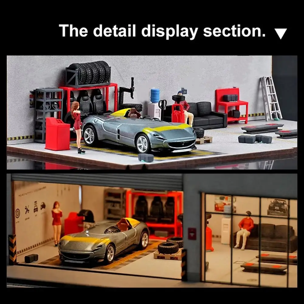 1/64 Scale Car Repair Tools Model Model Assembly Miniature Scene Simulation Car Repair Tools Resin Display Backdrop