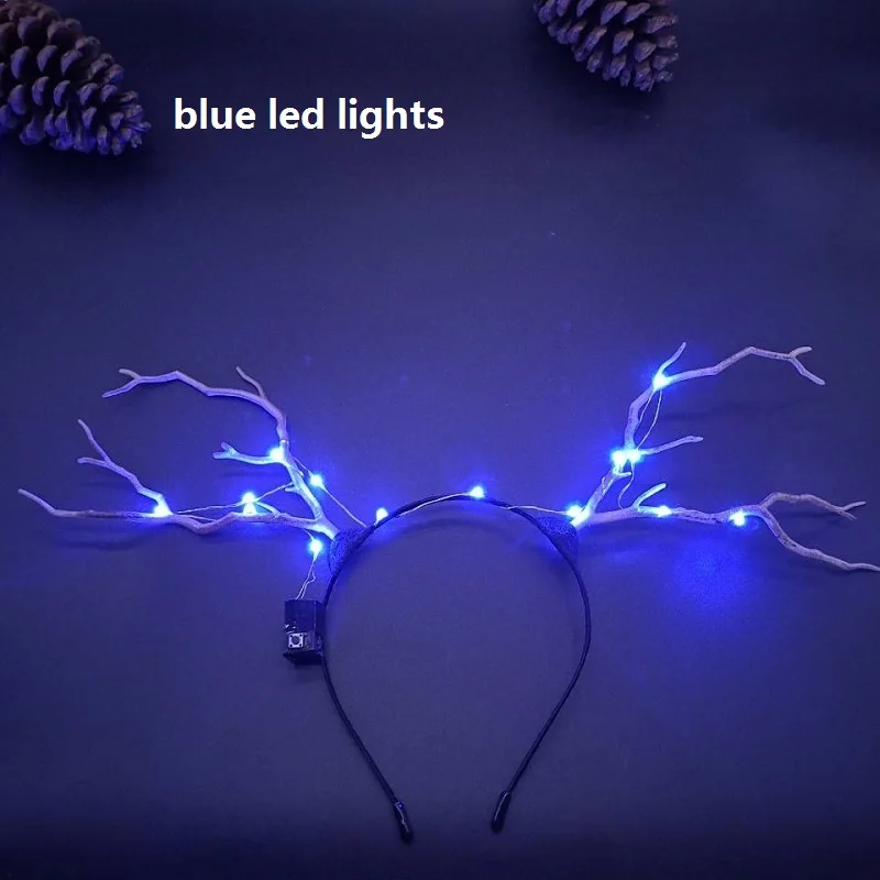 Women Girl Light Blinking Elk Antler Ear Hair Clip Party Birthday Fairy Horn Head Wear Glow Deer navidad Christmas Decoration