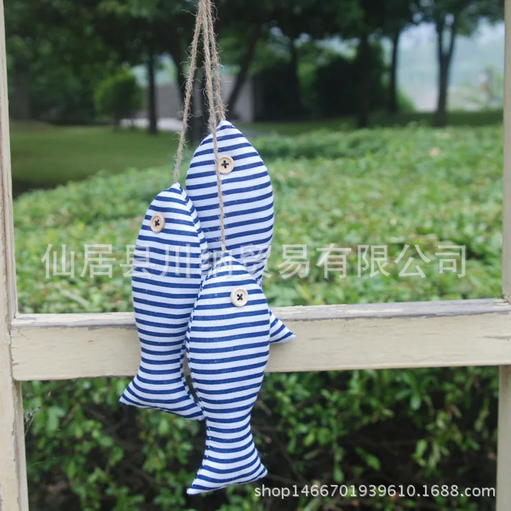 Mediterranean Style Fabric Fish Skewers Cute Mini Fish Pendant Hanging Decoration Home Accessories Crafts Fairy Garden Ornaments 3