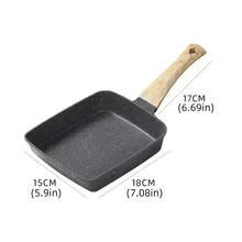 Pan Nonstick Japanese Omelette Pan Egg Roll Anti Scalding Handle Breakfast Maker Cookware for All Stove Frying