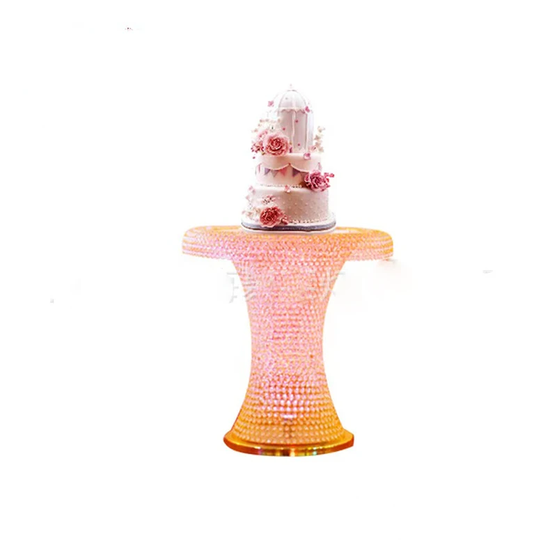

2022 Beautiful Crystal Gold Cake Table Display For Wedding Hotel Party Events