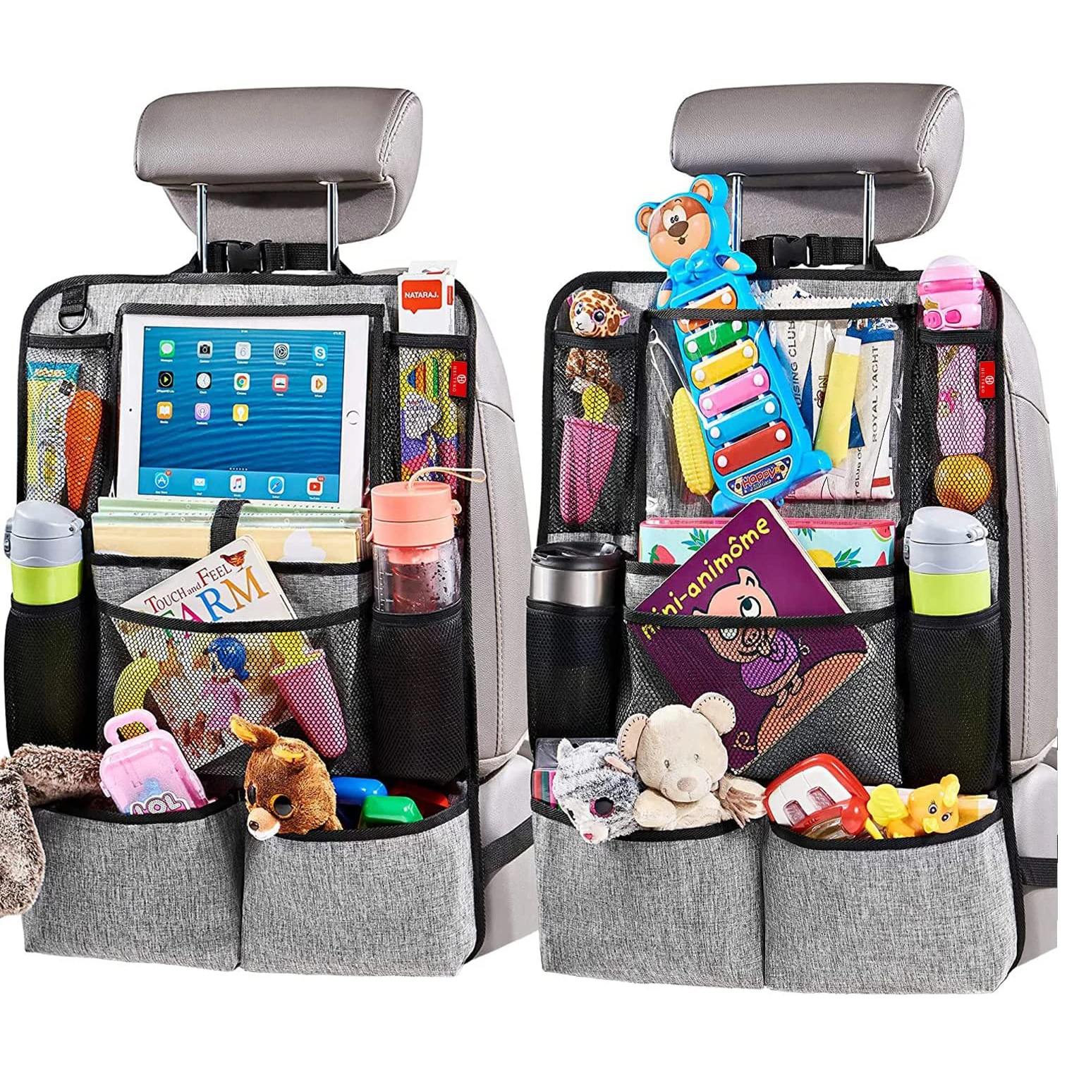 Car Storage Bag Car seat backrest protector children's car rear seat organizer foot pad storage bag touch screen tablet computer bracket