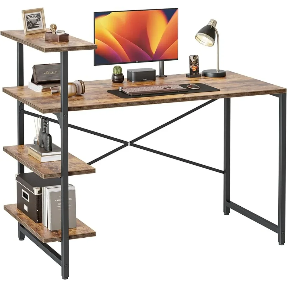 

Home Office Desk Computer Desks 3 Tier Shelf Small Computer Desk With Shelves 47 Inch Study Writing Office Table Freight free