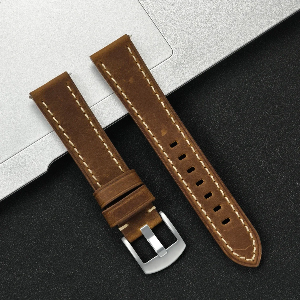 Premium Leather Watch Strap, Soft and Versatile Wristband, 20mm/22mm Width