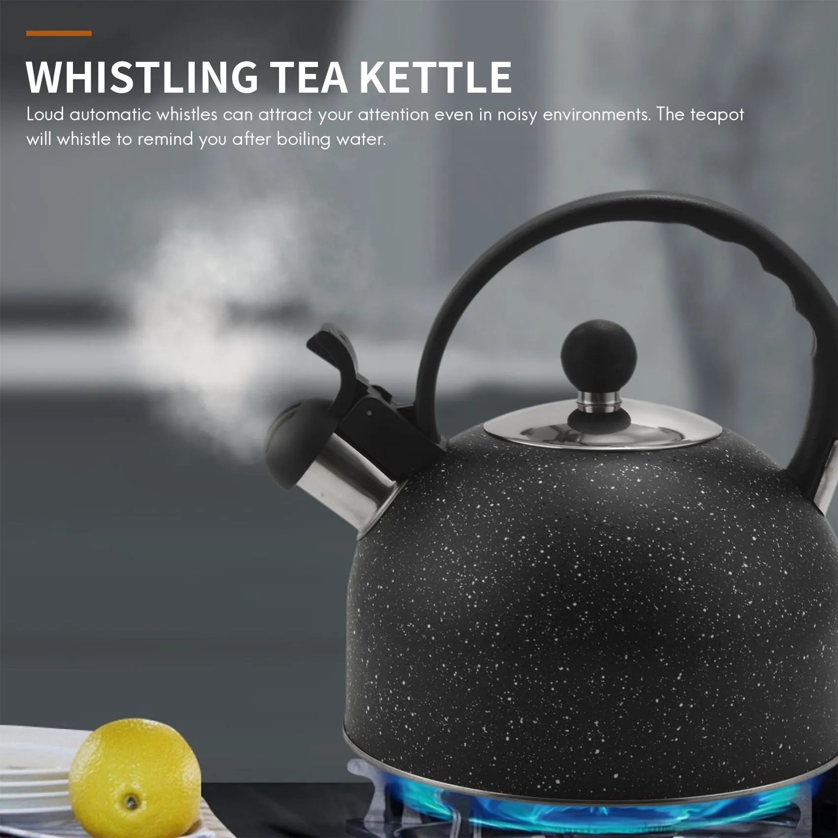 Whistling Tea Kettle, Bule com Loudd Whistle e Anit-Hot Handle, Food Grade Stainless Steel Water Kettel para Casa