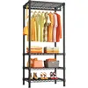 H4 Mini Portable Closet, 4 Tiers Freestanding Clothing Garment Rack for Small Space, Metal Clothes Wardrobe System for 1