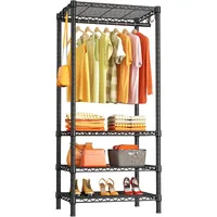 H4 Mini Portable Closet, 4 Tiers Freestanding Clothing Garment Rack for Small Space, Metal Clothes Wardrobe System for 1