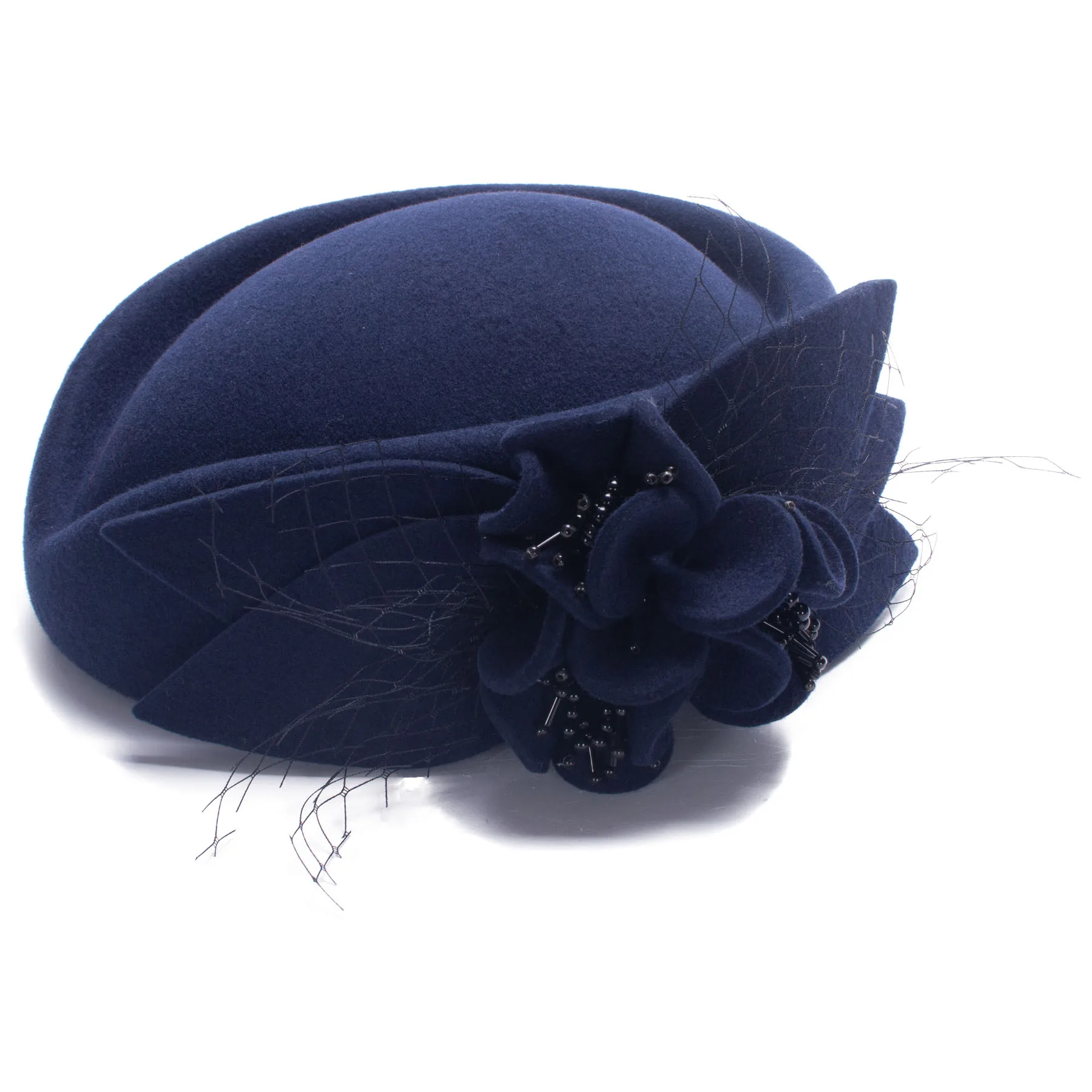 Winter Hats for Women Fascinators Pillbox Bere 100% Wool Felt Formal Dressy Cap Cocktail Church Wedding Bridal A131