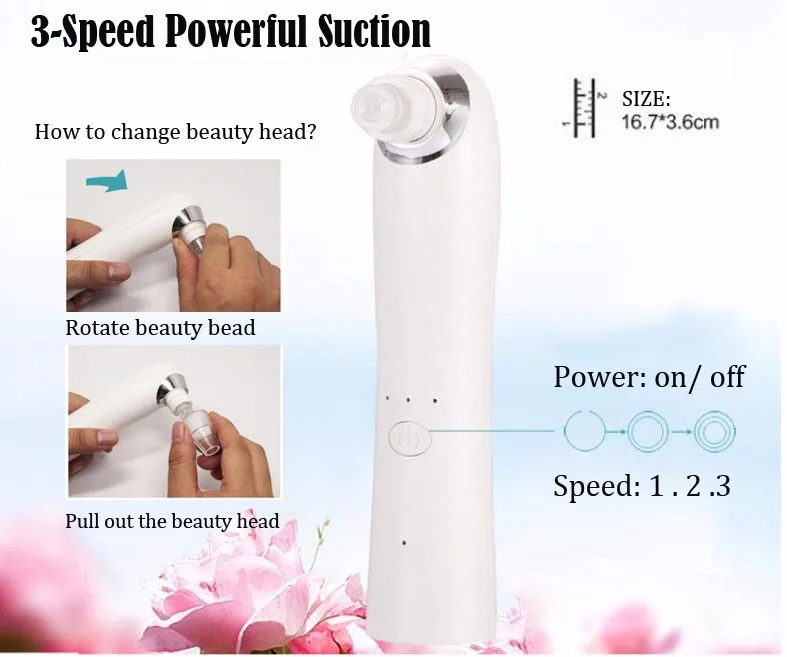 Pore Cleaner Black Head acne treatment Suction Extractor 1419 set facial and whitehead head electronic blackhead remover vacuum