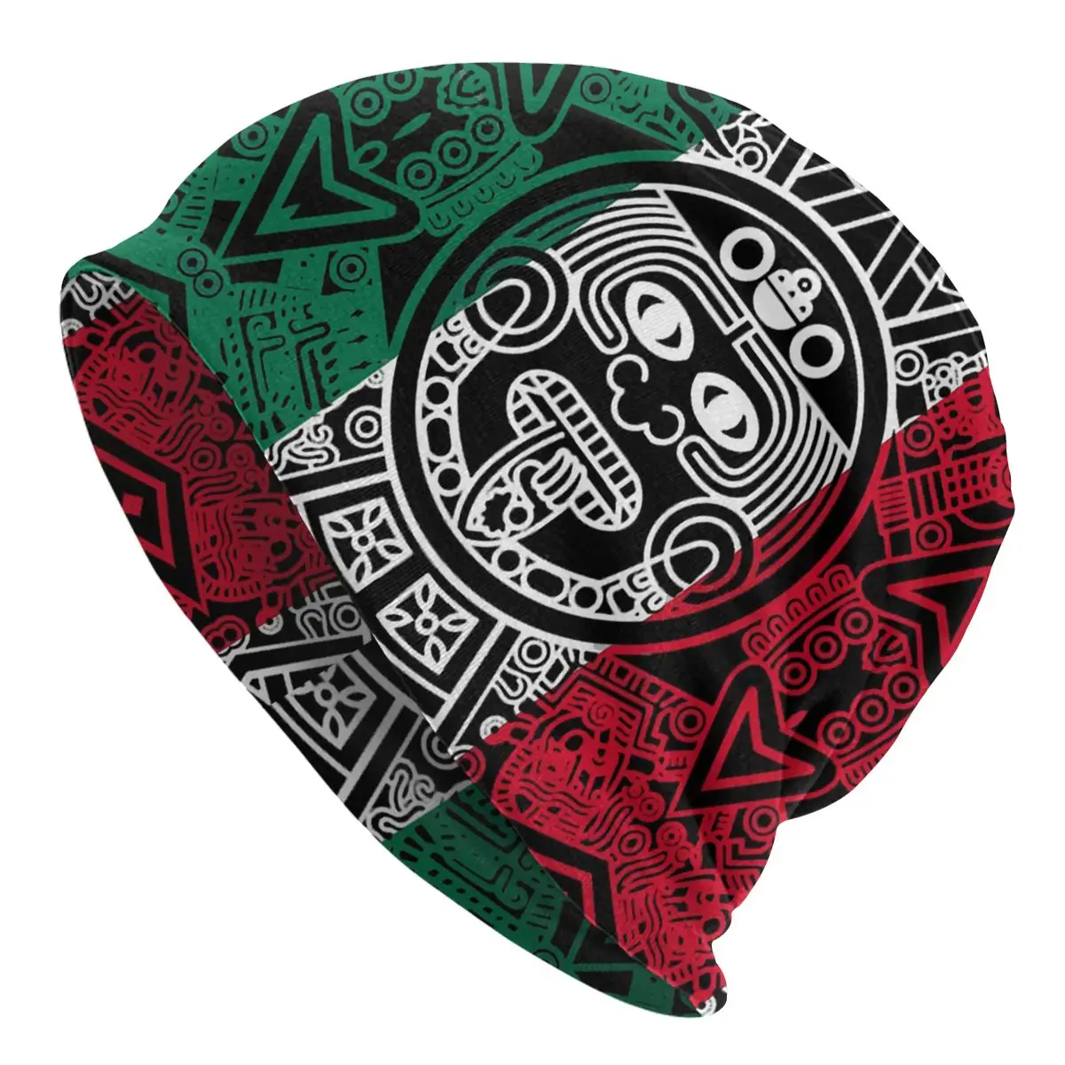 

Mexican Flag Mayan Aztec Calendar Unisex Bonnet Thin Running Hats Double Layer Hat Breathable Caps